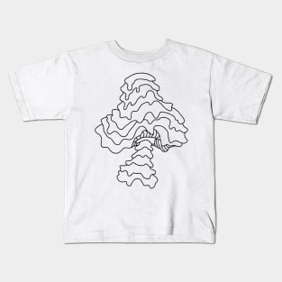 The Perfect Magic Mushroom: Trippy Dripping Wavy Black and White Contour Line Art. Kids T-Shirt